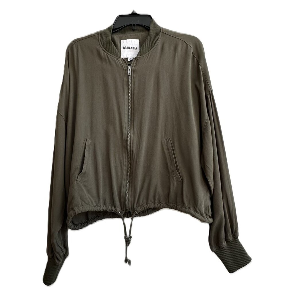 Women's size Medium BB Dakota lightweight olive green jacket bomber jacket style